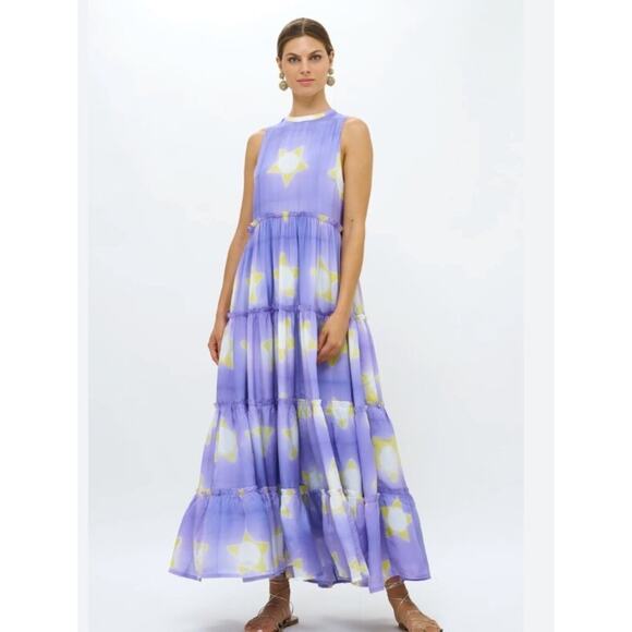 Oliphant Dresses & Skirts - OLIPHANT Sz S Small Mela Peri Purple Stars Ruffle Tiered Maxi Dress NWT